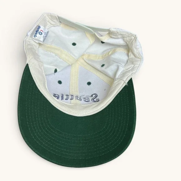 Vintage Seattle Two Tone Baseball Cap Green White Snapback Sportscap